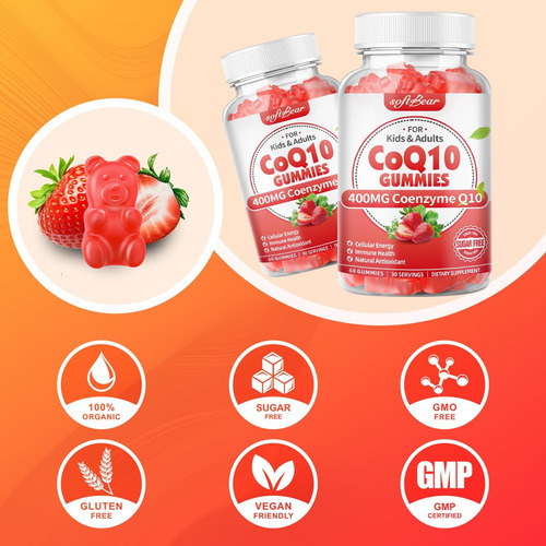 Softbarbe Coq10 Gummies 400mg Coenzima Q10 Suplemento Para A - Imagem 6