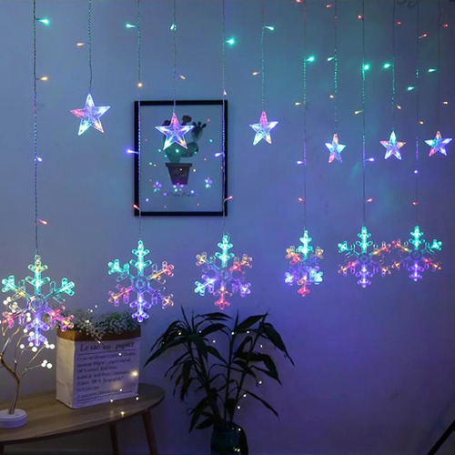 Floco De Neve Natal Garland Ano Novo Luzes De Corda Casament - Imagem 5