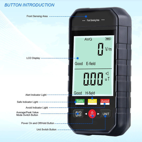 Testador De Radiação Eletromagnética Digital Lcd Emf Detecto - Imagem 2