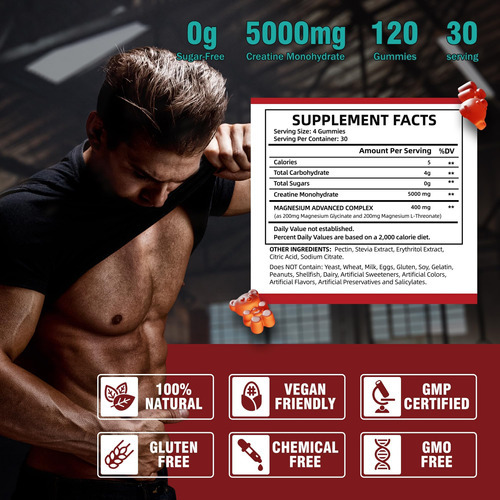 Gummies De Monohidratos De Creatina Vifssg 5 G Para Homens E - Imagem 5
