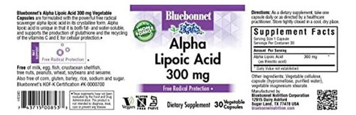 Bluebonnet Nutrition Ácido Alfa Lipoico 300 Mg - Imagem 2