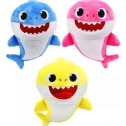 Novo 3 Pelúcia Baby Shark De 35 Cm Com Som Que Brilhará