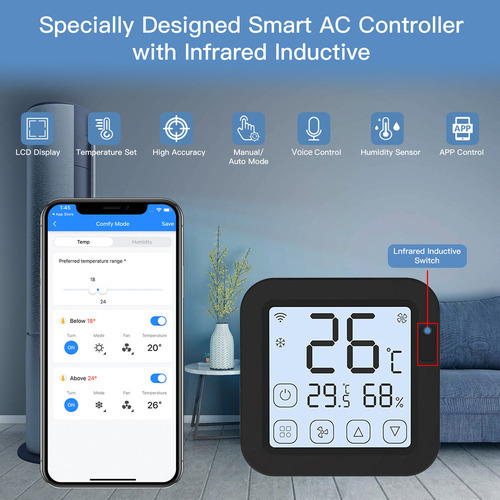 Sensor De Monitor De Termostato Compatível Com Alexa Ir Em C - Imagem 3