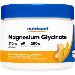 Glicinato De Magnésio Em Pó Nutricost 250g Sabor De Pêssego