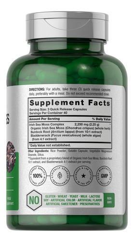 Cápsulas Do Complexo Horbäach Sea Moss | 2250mg | Contagem 1
