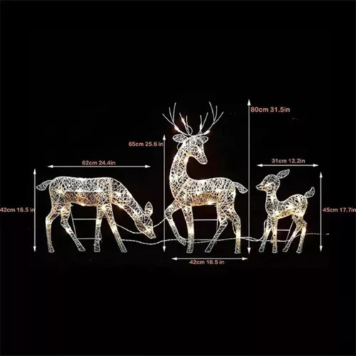 X Grande Rena De Natal* 3 Conjuntos De Iluminação De Jardim - Imagem 2