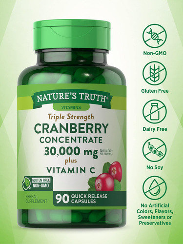 Cápsulas De Concentrado De Cranberry Natures Truth 30.000 Mg - Imagem 3