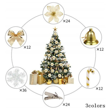 Decoração De Árvore De Natal De 120 Peças Com Flores De Nata — foto 12 Decoração De Árvore De Natal De 120 Peças Com Flores De Nata — foto 12