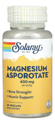 Suplemento De Asporotato De Magnésio Solaray, 200 Mg, 60 Con