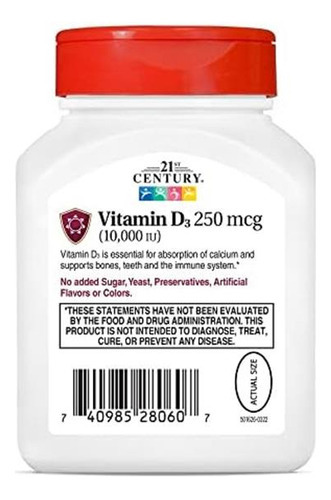 Vitamina D3 Do Século Xxi 250 Mcg (10.000 Ui) Cápsulas De L - Imagem 7