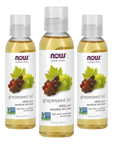Óleo De Semente De Uva 118ml Now Foods Grapeseed Oil 3un