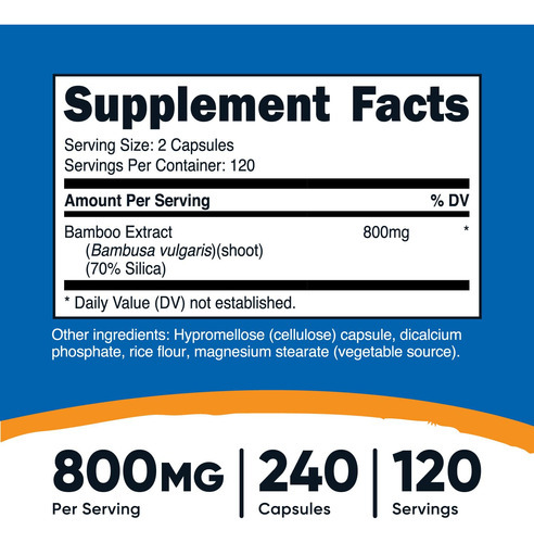 Suplemento Nutricost Extrato De Bambu 400mg 240 Cápsulas - Imagem 3