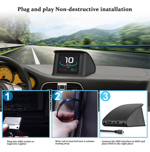 Aviso Digital De Velocidade De Temperatura Obd2 P10 Hud - Imagem 9