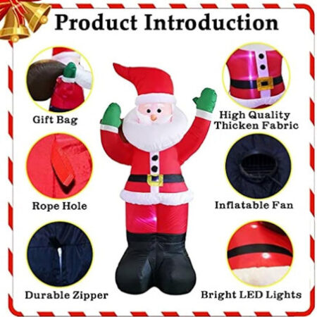 Decorações De Natal De 1,8 M Led Inflável Papai Noel - Imagem 13