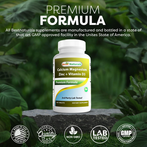 Best Naturals Cálcio Magnésio Zinco Com Vitamina D3, 150 Com - Imagem 5