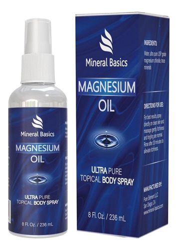 Básico Mineral, Spray De Óleo De Magnésio Puro - 8 Fl Oz - S