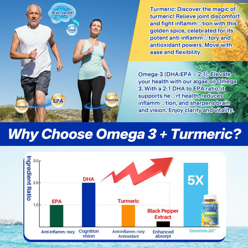 Gomas Veganas De Ômega-3 1000 Mg + Cúrcuma - Alternativa De - Imagem 4