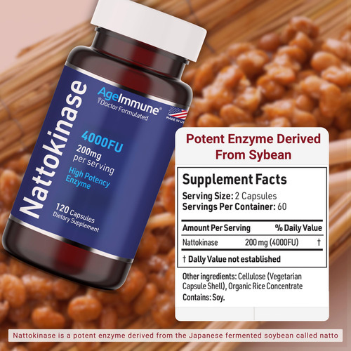Suplemento Ageimmune Nattokinase 200 Mg 120 Cápsulas - Imagem 4