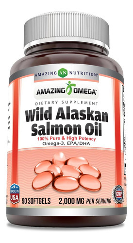 Incrível Omega Selvagem Do Alasca Salmon Oil 2000mg Por Porç