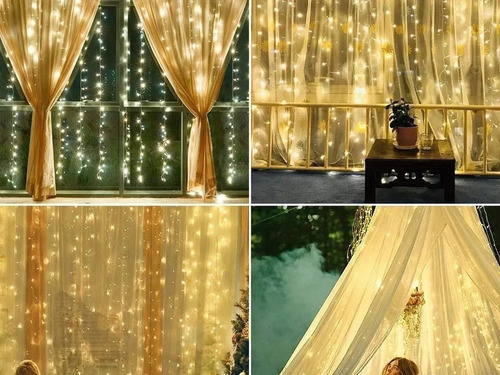 Cortina De Luz Led De Decoração Com Controle Remoto 3x3m - Imagem 4