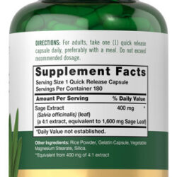 Suplemento De Sálvia Carlyle 1600mg | 180 Cápsulas | Alta Po