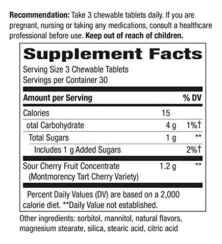 Natures Way Tart Cherry Ultra Mastigável, 1.200 Mg Por Porç - Imagem 3