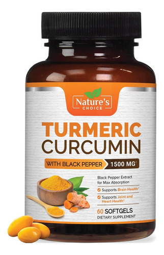 Suplemento De Curcumina De Cúrcuma 1500 Mg - Cápsula Softgel