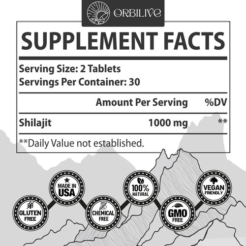 Comprimidos De Shilajit De 30.000 Mg, 100% Shilajit Puro Org - Imagem 2