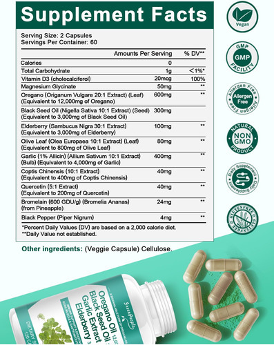 Óleo De Orégano 12.000 Mg Óleo De Semente Preta 3.000 Mg Ext - Imagem 6
