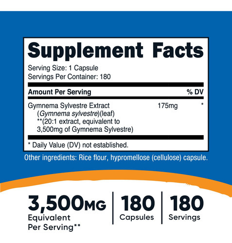 Suplemento Nutricost: Extrato De Gymnema Sylvestre 3500mg 18 - Imagem 3