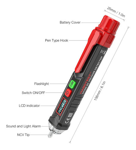 Caneta Detector De Tensão 12v-1000v Soa Alarme Habotest - Imagem 6