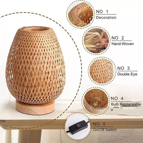 Decoração Peça Central Abajur De Bambu - Imagem 5