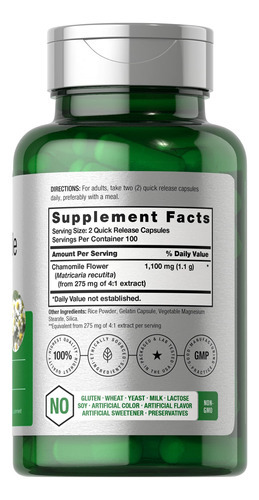 Suplemento Horbaach Flor De Camomila 1100mg 200 Cápsulas - Imagem 2