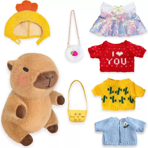 Novo Pelúcia Capivara Com 7 Peças De Roupas E Acessórios, — foto 1 Novo Pelúcia Capivara Com 7 Peças De Roupas E Acessórios,