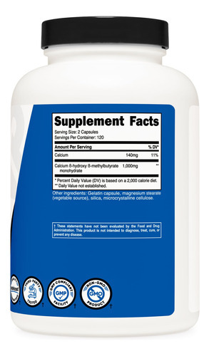 Suplemento Nutricost Hmb (beta-hidroxi Beta-metilbutirato) - Imagem 4