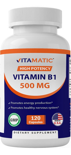 Vitamatic Vitamina B1 (tiamina) 500mg, 120 Cápsulas