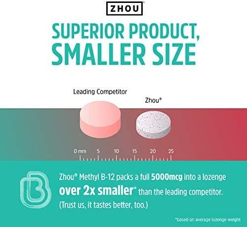 Vitamina B-12 Marca Zhou, 5000 Mcg, 60 Comprimidos - Imagem 3