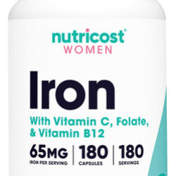 Suplemento De Ferro Nutricost Para Mulheres 65 Mg Com Vitami