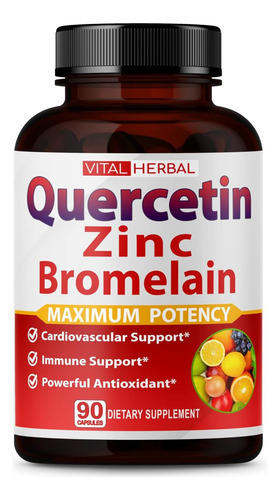 Quercetina Premium De Alta Pureza 98% Com Cápsulas De Bromel