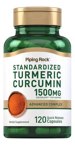 Suplemento De Curcumina E Cúrcuma Piping Rock 1500 Mg | 120