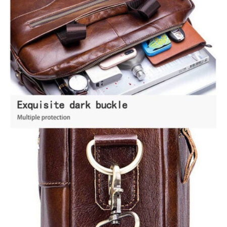 Bolsa Tiracolo Masculina De Couro Para Laptop Bullcaptain - Imagem 10