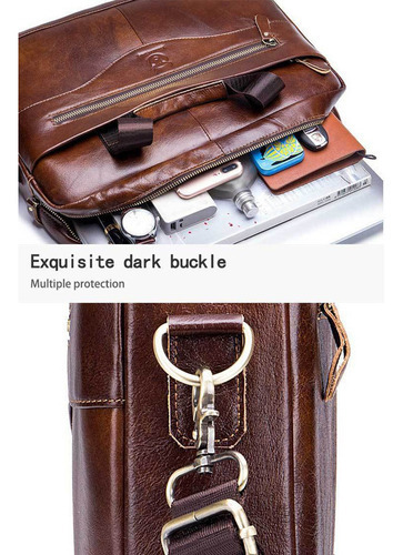 Bolsa Tiracolo Masculina De Couro Para Laptop Bullcaptain - Imagem 10