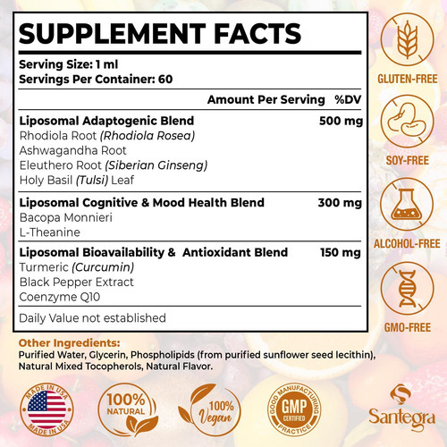 Santegra 57.000 Mg Suplemento Lipossomal Ativo De Rhodiola R - Imagem 2