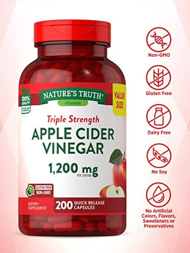Cápsulas De Vinagre De Cidra Natures Truth | 1200mg | 200 - Imagem 3