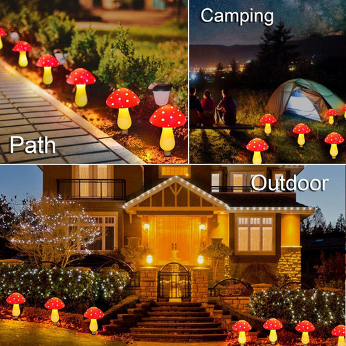 Luz Solar Jardim Cogumelo Luz Jardim À Prova D'água 8pcs - Imagem 8