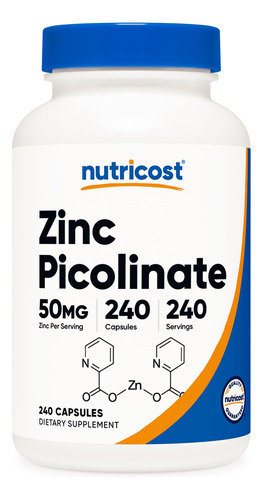 Suplemento Nutricost Picolinato De Zinco 50 Mg 240 Cápsulas