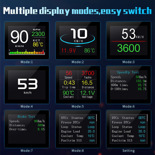 Aviso Digital De Velocidade De Temperatura Obd2 P10 Hud - Imagem 5