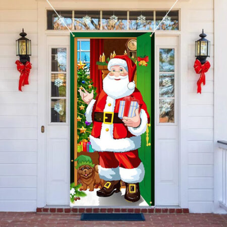 Decorações De Capa De Porta De Natal Banner De Porta De Papa - Imagem 3