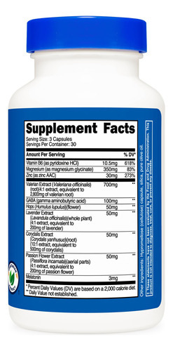 Complexo Sleep Aid Nutricost Sleep Aid 1330 Mg 90 Cápsulas - Imagem 6