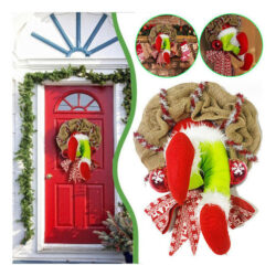 Coroa De Pelúcia De Natal Grinch Para Decoração De Portas